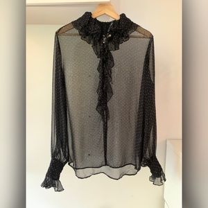 Ralph Lauren Black Long sleeves Mesh Blouse